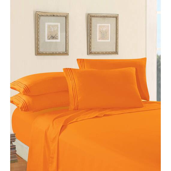 Elegant Comfort Bettwäsche-Set, luxuriös, weich, Fadenzahl 1500, ägyptische Qualität, Knitter- und lichtbeständig, 3 Stück Modern Full Elite Orange