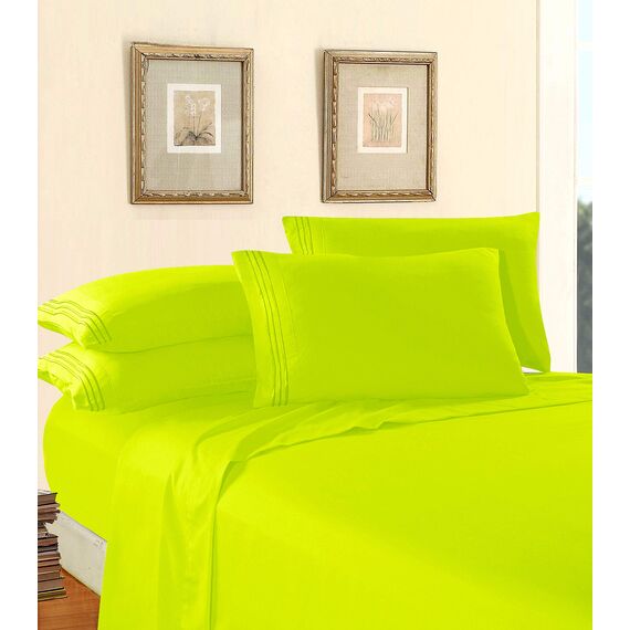 Elegant Comfort Bettwäsche-Set, luxuriös, weich, Fadenzahl 1500, ägyptische Qualität, Knitter- und lichtbeständig, 3 Stück Modern Full Lime