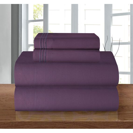 Elegant Comfort Bettwäsche-Set, luxuriös, weich, Fadenzahl 1500, ägyptische Qualität, Knitter- und lichtbeständig, 3 Stück Modern Full Auberginen-lila