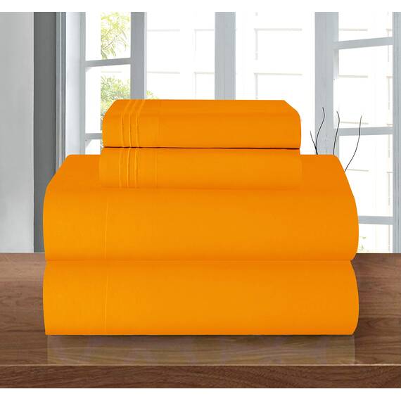Elegant Comfort Bettwäsche-Set, luxuriös, weich, Fadenzahl 1500, ägyptische Qualität, Knitter- und lichtbeständig, 3 Stück Modern Full Elite Orange