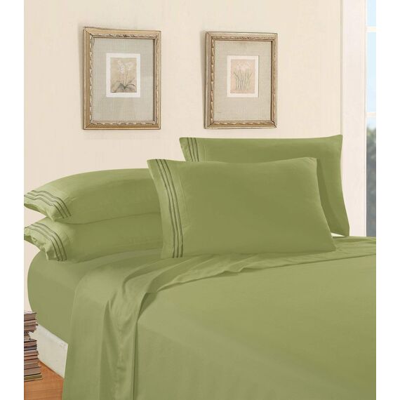 Elegant Comfort Bettwäsche-Set, luxuriös, weich, Fadenzahl 1500, ägyptische Qualität, Knitter- und lichtbeständig, 3 Stück Modern King Graugrün/Grün