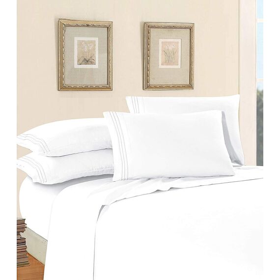 Elegant Comfort Bettwäsche-Set, luxuriös, weich, Fadenzahl 1500, ägyptische Qualität, Knitter- und lichtbeständig, 3 Stück Modern King weiß