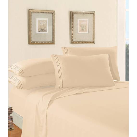Elegant Comfort Bettwäsche-Set, luxuriös, weich, Fadenzahl 1500, ägyptische Qualität, Knitter- und lichtbeständig, 3 Stück Modern King cremefarben