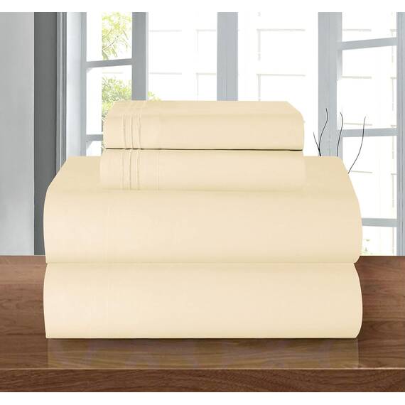 Elegant Comfort Bettwäsche-Set, luxuriös, weich, Fadenzahl 1500, ägyptische Qualität, Knitter- und lichtbeständig, 3 Stück Modern King cremefarben