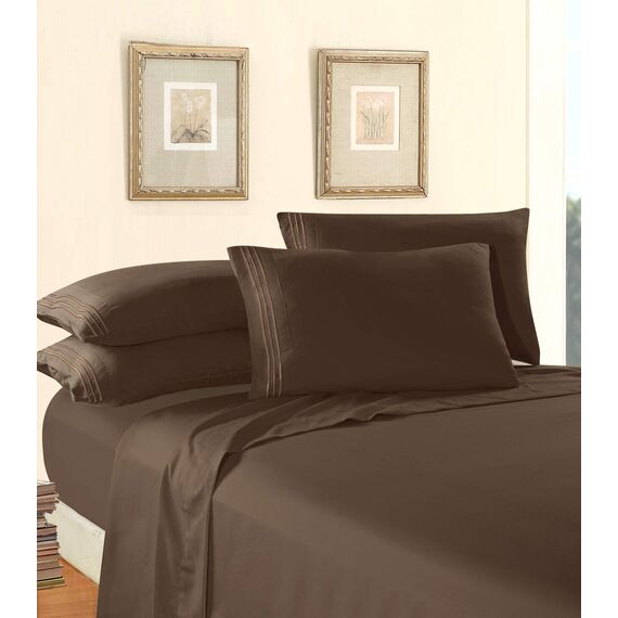Elegant Comfort Bettwäsche-Set, luxuriös, weich, Fadenzahl 1500, ägyptische Qualität, Knitter- und lichtbeständig, 3 Stück Modern King Schokobraun