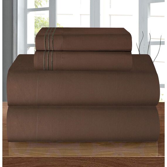 Elegant Comfort Bettwäsche-Set, luxuriös, weich, Fadenzahl 1500, ägyptische Qualität, Knitter- und lichtbeständig, 3 Stück Modern King Schokobraun