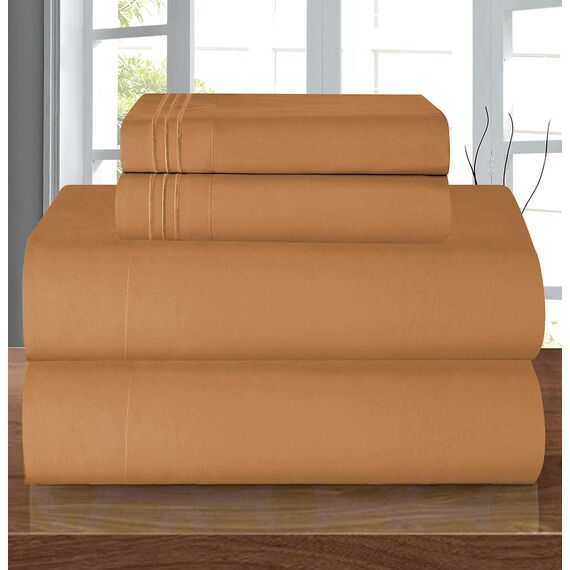 Elegant Comfort Bettwäsche-Set, luxuriös, weich, Fadenzahl 1500, ägyptische Qualität, Knitter- und lichtbeständig, 3 Stück Modern California King Hellbraun