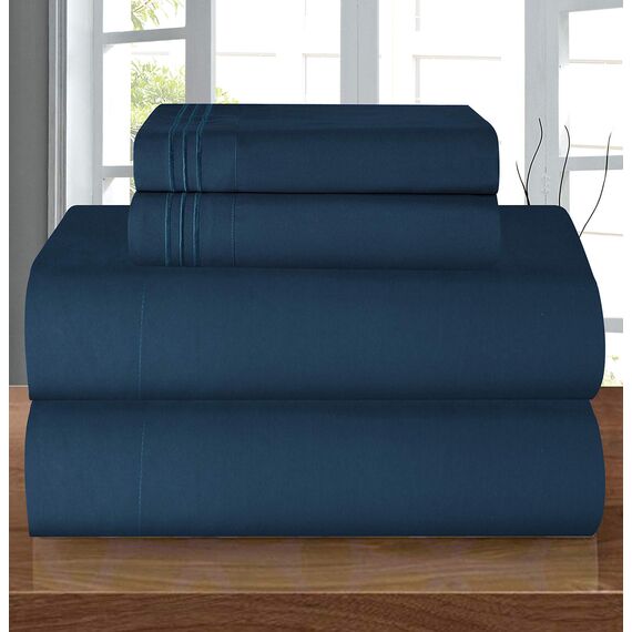 Elegant Comfort Bettwäsche-Set, luxuriös, weich, Fadenzahl 1500, ägyptische Qualität, Knitter- und lichtbeständig, 3 Stück Modern California King Marineblau