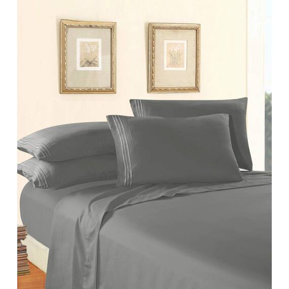 Elegant Comfort Bettwäsche-Set, luxuriös, weich, Fadenzahl 1500, ägyptische Qualität, Knitter- und lichtbeständig, 3 Stück Modern King grau
