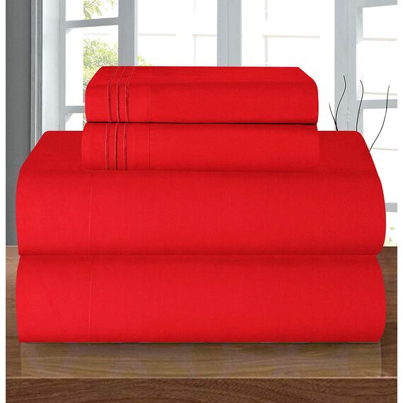 Elegant Comfort Bettwäsche-Set, luxuriös, weich, Fadenzahl 1500, ägyptische Qualität, Knitter- und lichtbeständig, 3 Stück Modern King rot