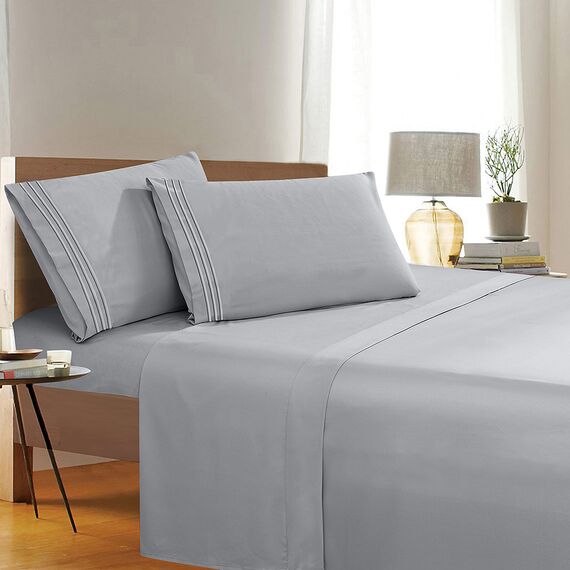 Elegant Comfort 4-teiliges Bettwäsche-Set, Fadenzahl 1500, Knitter- und lichtbeständig, ägyptische Qualität, ultraweich, luxuriös, Set mit Bettlaken, Spannbetttuch und 2 Kissenbezügen, Kingsize,