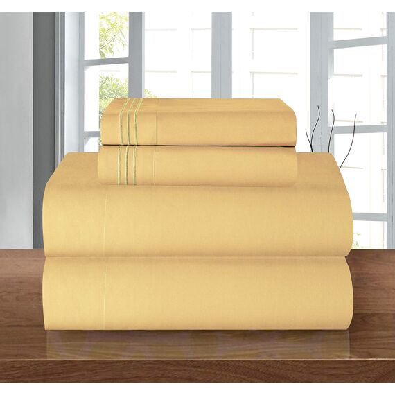 Elegant Comfort Bettwäsche-Set, luxuriös, weich, Fadenzahl 1500, ägyptische Qualität, Knitter- und lichtbeständig, 3 Stück Modern California King Kamelgold