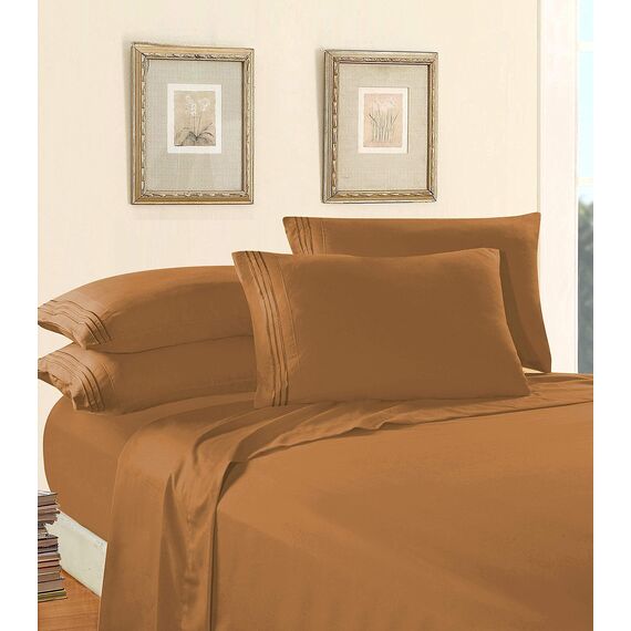 Elegant Comfort Bettwäsche-Set, luxuriös, weich, Fadenzahl 1500, ägyptische Qualität, Knitter- und lichtbeständig, 3 Stück Modern King Hellbraun