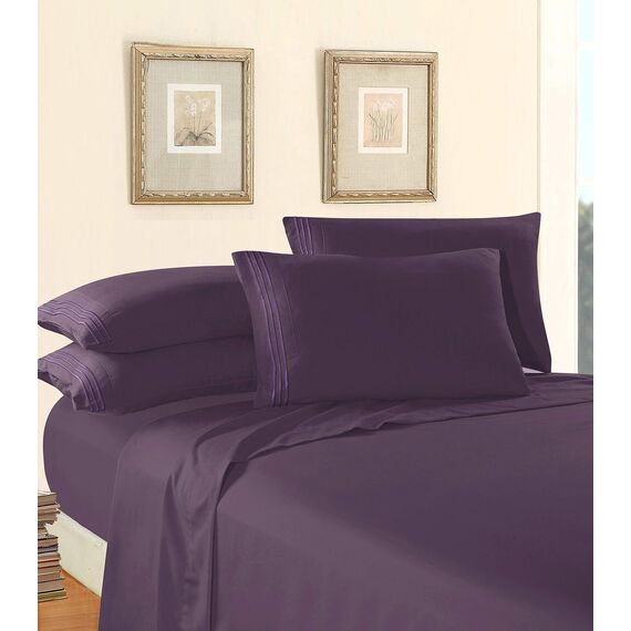 Elegant Comfort Bettwäsche-Set, luxuriös, weich, Fadenzahl 1500, ägyptische Qualität, Knitter- und lichtbeständig, 3 Stück Modern Queen Auberginen-lila