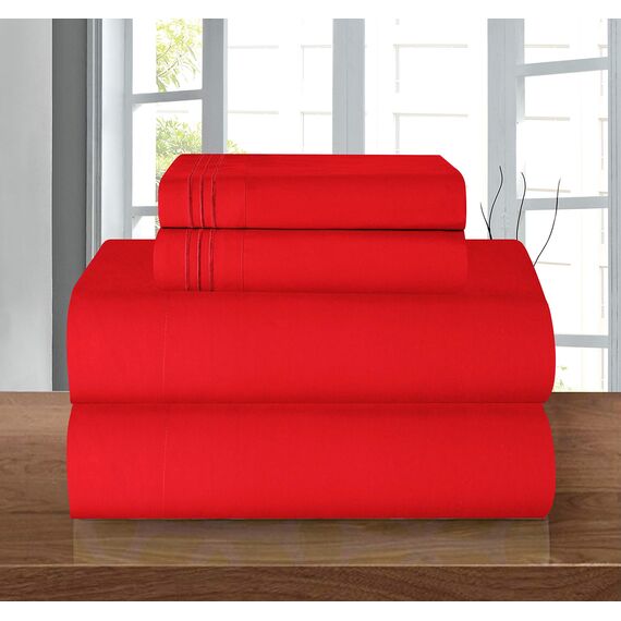Elegant Comfort Bettwäsche-Set, luxuriös, weich, Fadenzahl 1500, ägyptische Qualität, Knitter- und lichtbeständig, 3 Stück Modern King rot