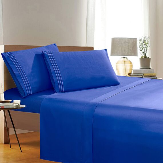 Elegant Comfort 4-teiliges Bettwäsche-Set, Fadenzahl 1500, Knitter- und lichtbeständig, ägyptische Qualität, ultraweich, luxuriös, Set mit Bettlaken, Spannbetttuch und 2 Kissenbezügen, Kingsize,