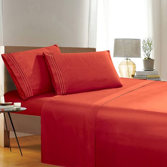 Elegant Comfort 1500 Premier Knitter- und lichtbeständige Hotelqualität, 4-teiliges Bettlaken-Set, ultraweich, luxuriös, mit Bettlaken, Spannbetttuch und 2 Kissenbezügen