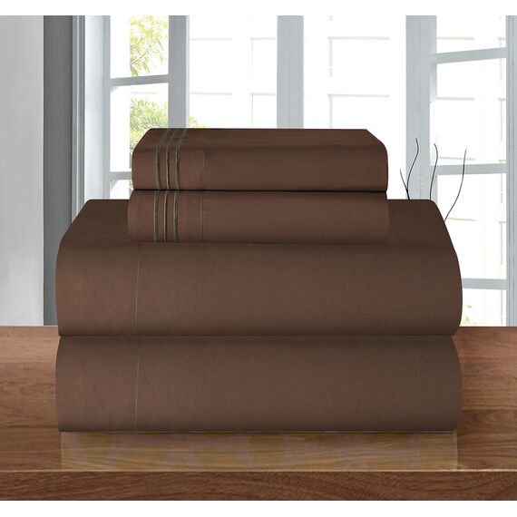 Elegant Comfort Bettwäsche-Set, luxuriös, weich, Fadenzahl 1500, ägyptische Qualität, Knitter- und lichtbeständig, 3 Stück Modern King Schokobraun