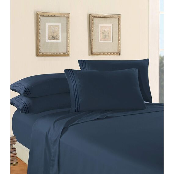 Elegant Comfort Bettwäsche-Set, luxuriös, weich, Fadenzahl 1500, ägyptische Qualität, Knitter- und lichtbeständig, 3 Stück Modern California King Marineblau