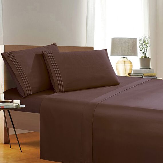 Elegant Comfort 4-teiliges Bettwäsche-Set, Fadenzahl 1500, Knitter- und lichtbeständig, ägyptische Qualität, ultraweich, luxuriös, Set mit Bettlaken, Spannbetttuch und 2 Kissenbezügen, Twin,