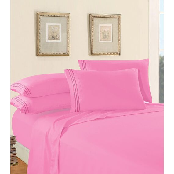 Elegant Comfort Bettwäsche-Set, luxuriös, weich, Fadenzahl 1500, ägyptische Qualität, Knitter- und lichtbeständig, 3 Stück Modern King Hellrosa Farbe