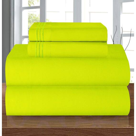 Elegant Comfort Bettwäsche-Set, luxuriös, weich, Fadenzahl 1500, ägyptische Qualität, Knitter- und lichtbeständig, 3 Stück Modern Twin/Twin XL Lime