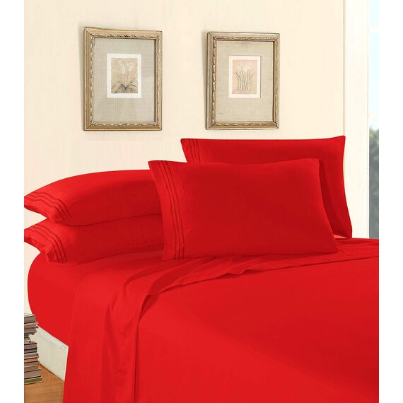 Elegant Comfort Bettwäsche-Set, luxuriös, weich, Fadenzahl 1500, ägyptische Qualität, Knitter- und lichtbeständig, 3 Stück Modern King rot