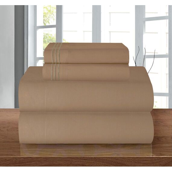 Elegant Comfort Bettwäsche-Set, luxuriös, weich, Fadenzahl 1500, ägyptische Qualität, Knitter- und lichtbeständig, 3 Stück Modern Queen Taupe