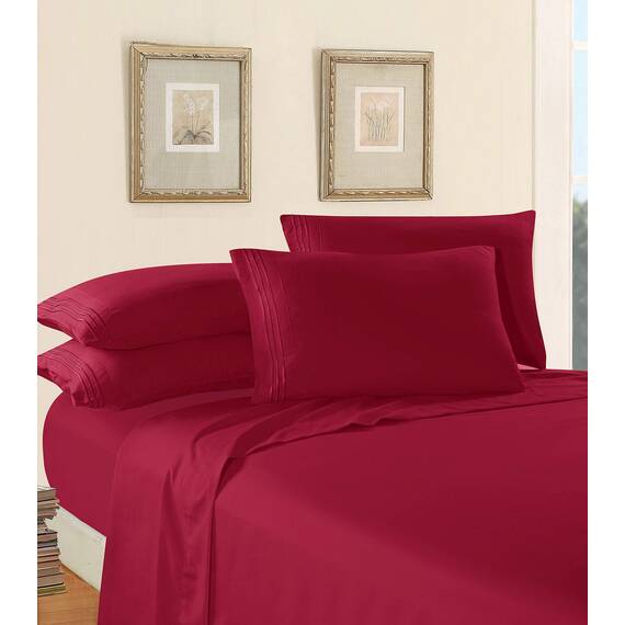Elegant Comfort Bettwäsche-Set, luxuriös, weich, Fadenzahl 1500, ägyptische Qualität, Knitter- und lichtbeständig, 3 Stück Modern Queen burgunderfarben