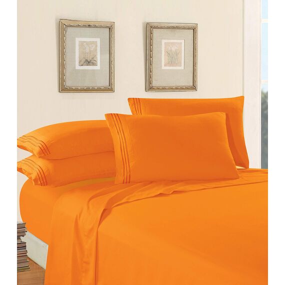 Elegant Comfort Bettwäsche-Set, luxuriös, weich, Fadenzahl 1500, ägyptische Qualität, Knitter- und lichtbeständig, 3 Stück Modern King Elite Orange