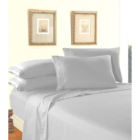 Elegant Comfort Bettwäsche-Set, luxuriös, weich, Fadenzahl 1500, ägyptische Qualität, Knitter- und lichtbeständig, 3 Stück Modern Twin/Twin XL Silbergrau