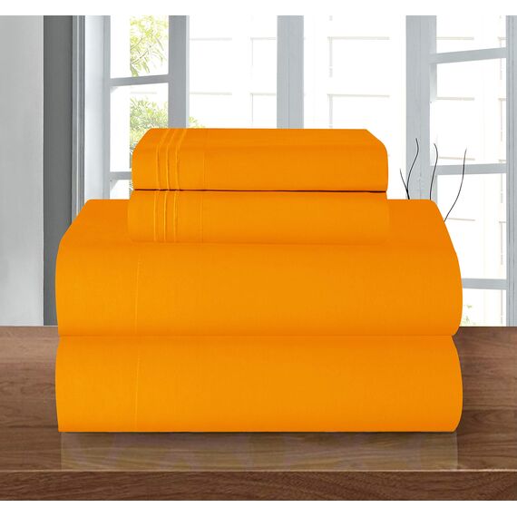 Elegant Comfort Bettwäsche-Set, luxuriös, weich, Fadenzahl 1500, ägyptische Qualität, Knitter- und lichtbeständig, 3 Stück Modern King Elite Orange