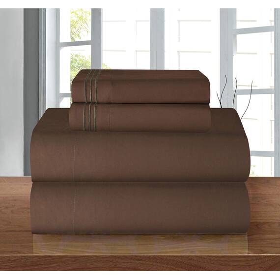 Elegant Comfort Bettwäsche-Set, luxuriös, weich, Fadenzahl 1500, ägyptische Qualität, Knitter- und lichtbeständig, 3 Stück Modern Twin/Twin XL Schokobraun