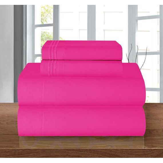 Elegant Comfort Bettwäsche-Set, luxuriös, weich, Fadenzahl 1500, ägyptische Qualität, Knitter- und lichtbeständig, 3 Stück Modern Twin/Twin XL hot pink