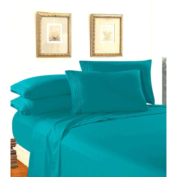 Elegant Comfort Bettwäsche-Set, luxuriös, weich, Fadenzahl 1500, ägyptische Qualität, Knitter- und lichtbeständig, 3 Stück Modern King türkis