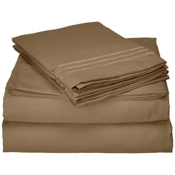 Eleganten Komfort 1500 Fadenzahl knitterfrei Ägyptische Qualität Ultra Weich Luxuriöse 4er Set Bed Sheet, Taupe, Volle Größe