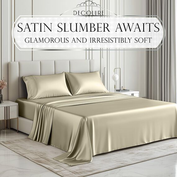 Satin-Bettlaken (Queen Champagner)