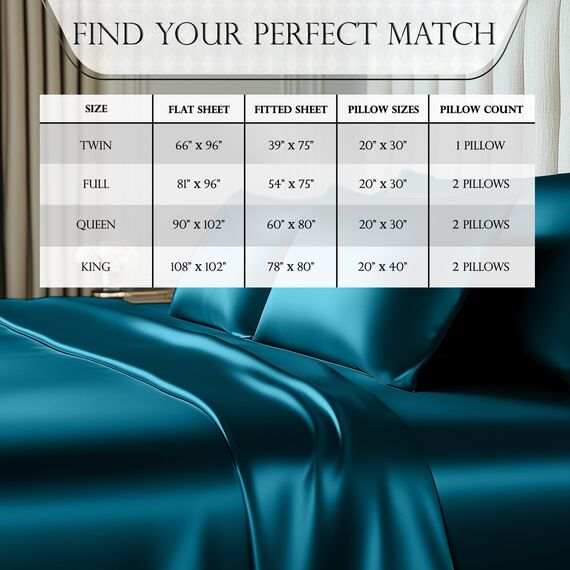 DECOLURE Satin-Bettwäsche-Set, 3-teilig, luxuriös, seidig, für Doppelbett, weicher als Seide, knitterfrei, mit 38,1 cm tiefem Spannbetttuch, perfekt für Haar und Haut, Geschenke für Frauen (Sea Teal)