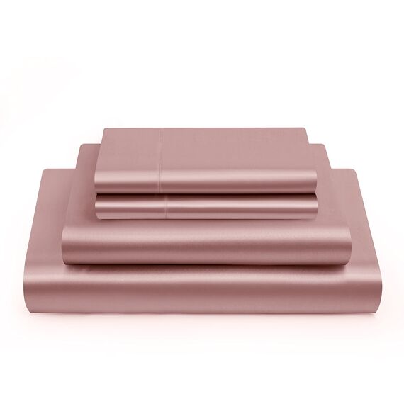 Vonty Satin Sheets Twin XL Seidig weiches Satin-Bettwäsche-Set, 1 tiefes Spannbetttuch + 1 Bettlaken + 1 Kissenbezug in Roségold