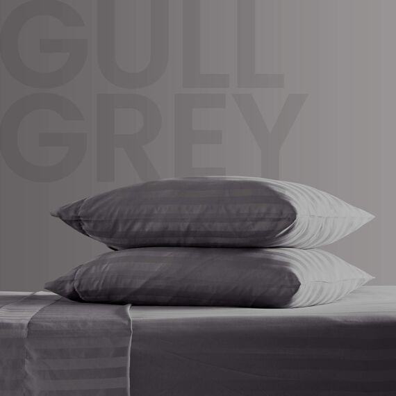 SLEEP ZONE Gestreiftes kühlendes Queen-Bettwäsche-Set – Spannbettlaken und Kissenbezüge-Sets 4-teilig – superweiches gestreiftes Bettlaken, pflegeleicht, Tiefe Tasche (Gull Grey, Queensize)