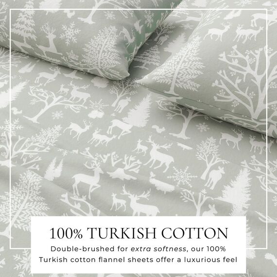 Great Bay Home Flanell-Bettwäsche-Set, volle Größe, 100% türkische Baumwolle, doppelt gebürstet, Lodge-Bedruckt, ultraweich, gemütlich, 4-teiliges Bettwäsche-Set (Enchanted Woods, Blau)