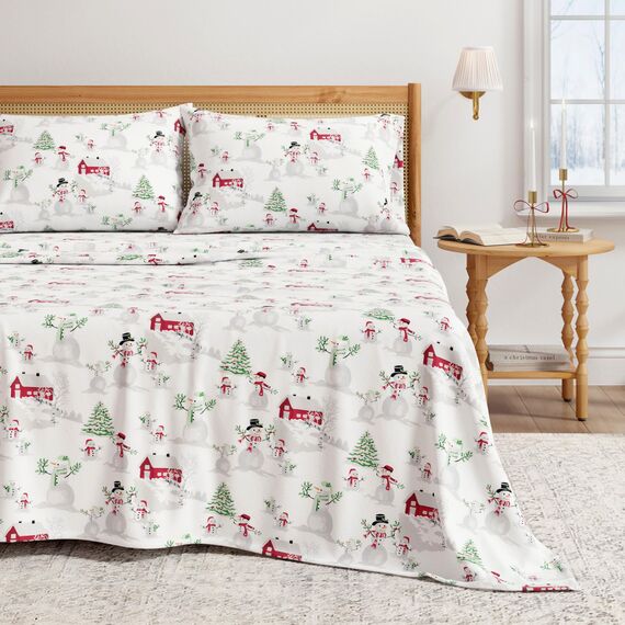 Great Bay Home 4-teiliges Flanell-Bettwäsche-Set aus 100% türkischer Baumwolle, California-King-Size-Bett, Bedruckt, Bettlaken und Kissenbezüge, doppelt gebürstetes Flanell-Bettwäsche-Set (Calking,