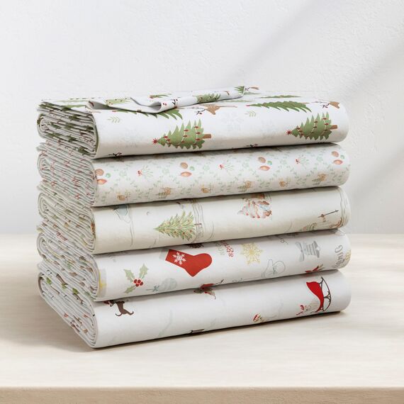 Great Bay Home Weihnachts-Flanell-Bettwäsche, Doppelbetten (137 x 191 cm), 100 % türkische Baumwolle, doppelt gebürstet, Winter-Bettwäsche-Set, ultraweich, gemütlich, 4-teilig (Weihnachtszeit)