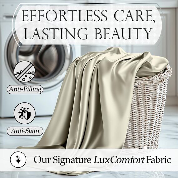 DECOLURE Satin-Bettlaken, komplettes Set, 4-teilig, echte und luxuriöse Satin-Bettlaken mit tiefer Tasche, elegant, ganzjährig, seidig weich, bequemes Satin-Bettlaken, komplettes Set (Taupe)