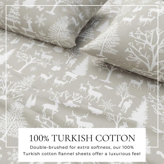 Great Bay Home Flanell-Bettwäsche-Set, 100% türkische Baumwolle, Tiefe Taschen, doppelt gebürstete Lodge-Bettlaken, Anti-Pilling-Flanell-Bettlaken von Calking und verzaubertes Holz-Grau