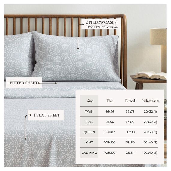 Great Bay Home Flanell-Bettwäsche-Set aus 100% türkischer Baumwolle, Tiefe Taschen, weiche Laken,warme,Anti-Pilling-Flanell-Bettlaken (voll, Schneeflocken-Mosaikblau)