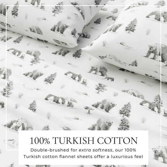 Great Bay Home 4-teiliges Flanell-Bettwäsche-Set aus 100% türkischer Baumwolle, Queen-Size-Winterlodge, Bedruckt, Bettlaken und Kissenbezüge, doppelt gebürstetes Flanell-Bettwäsche-Set (Queen,