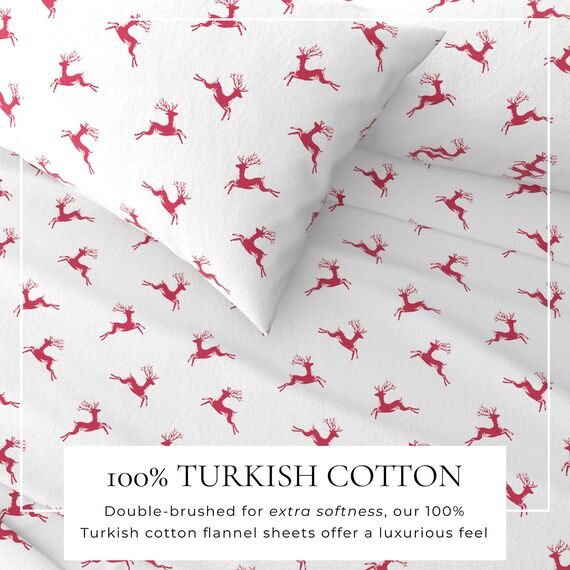 Great Bay Home 100% türkische Baumwolle Twin Kids Holiday Flanell-Bettlaken-Set | Spannbettlaken mit tiefen Taschen, weiche Laken | warme Bettlaken, sanforisiertes und fusselfreies Flanell-Bettlaken
