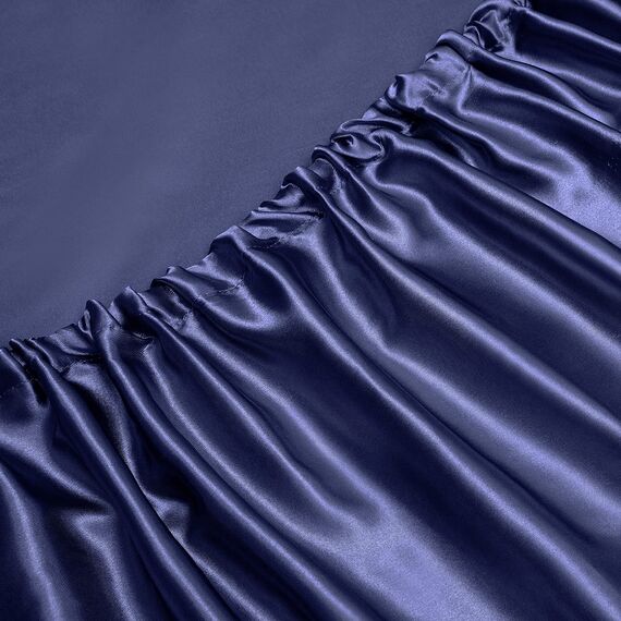 Vonty Satin Sheets Twin XL Silky Soft Satin Bed Sheets Navy Blue Sheet Set, 1 Deep Pocket Fitted Sheet + 1 Flat Sheet + 1 Pillowcases