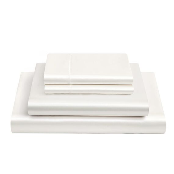 Vonty Satin Sheets California King Seidig weiches Satin-Bettwäsche-Set, 1 Spannbettlaken mit tiefen Taschen + 1 Bettlaken + 2 Kissenbezüge, elfenbeinfarben